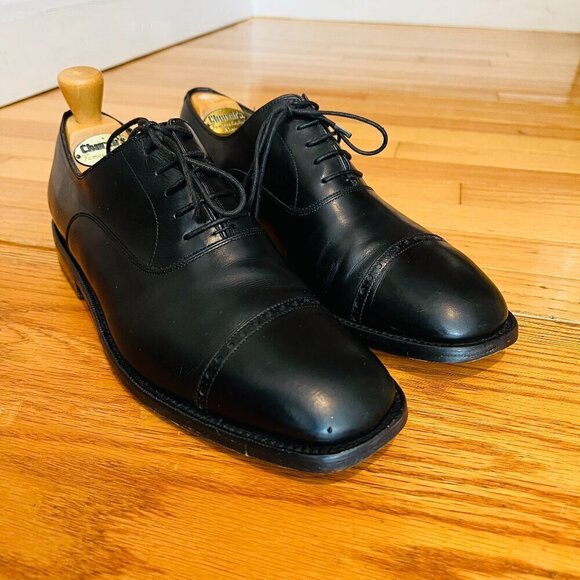 Salvatore Ferragamo Black Leather Cap Toe Oxford Dress Shoes US 9 Made in Italy main image 14